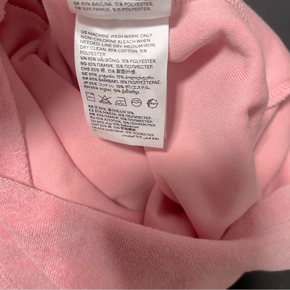 H & M Women’s Small Pink Terry Cloth Romper Shorts Playsuit Robe Coverup EUC - Picture 10 of 11